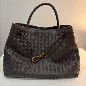 Grah Woven Tote Bag with   Gold Accent